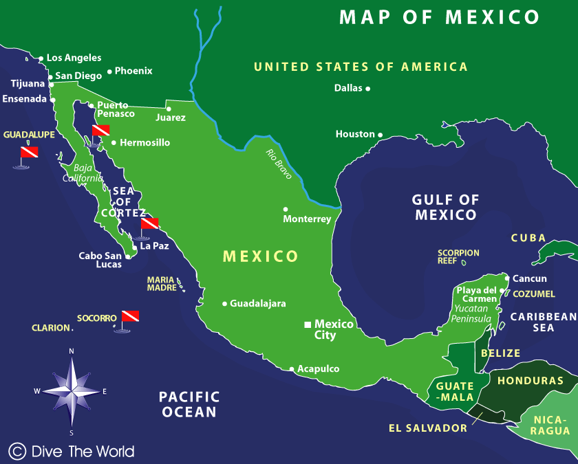 Mexico Dive Sites Map