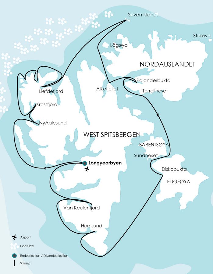 Spitsbergen, Norway Map Arctic Liveaboard Diving