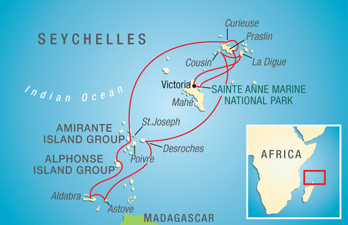 Seychelles Map inner and outer islands