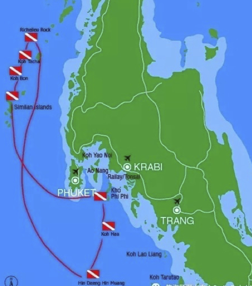 MV Gentle Giant Itinerary Map Thailand Liveaboard Diving