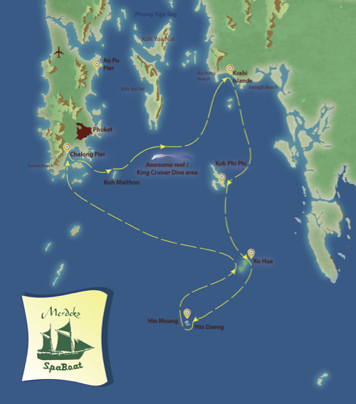 Merdika 3 Itinerary Map Thailand Liveaboard Diving