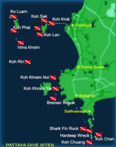 Pattaya Dive Sites Map Thailand Scuba Diving