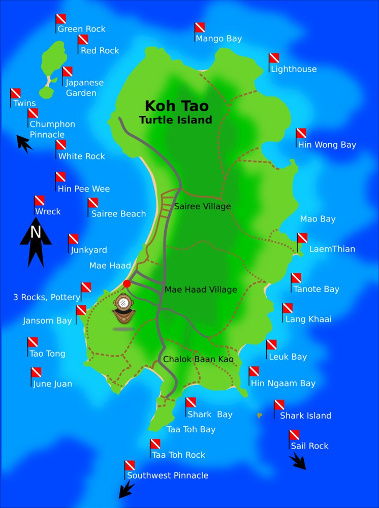 Koh Tao Dive Site Map Thailand Scuba Diving