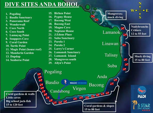 Anda Dive Site Map Philippines Scuba Diving