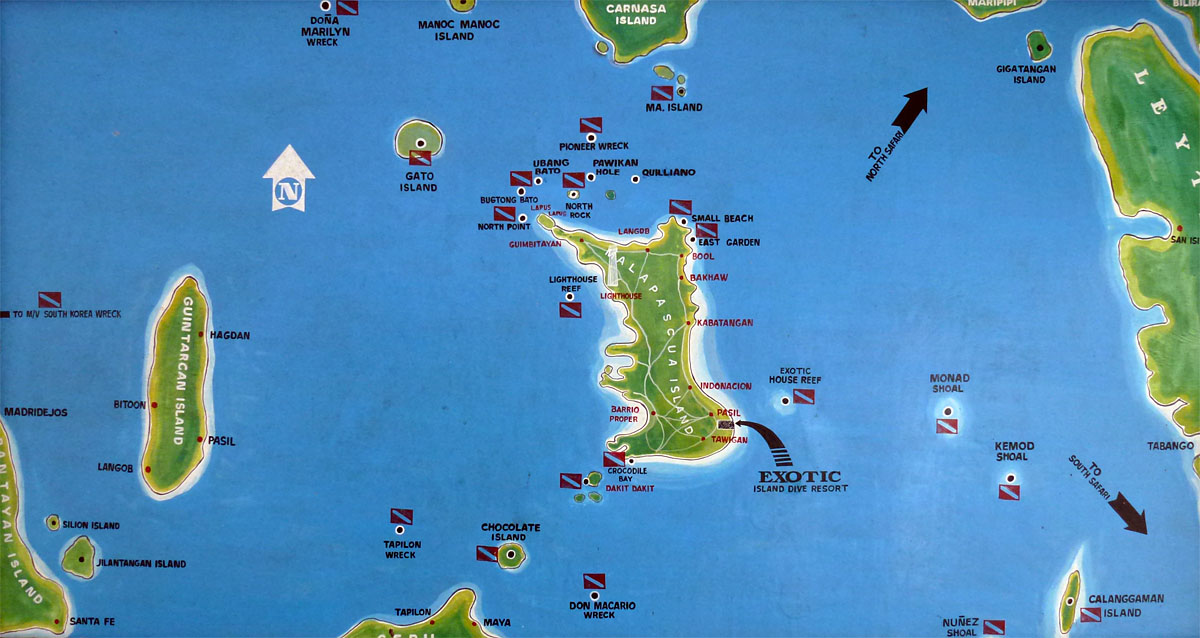 Malapascua Dive Site Map Philippines Scuba Diving