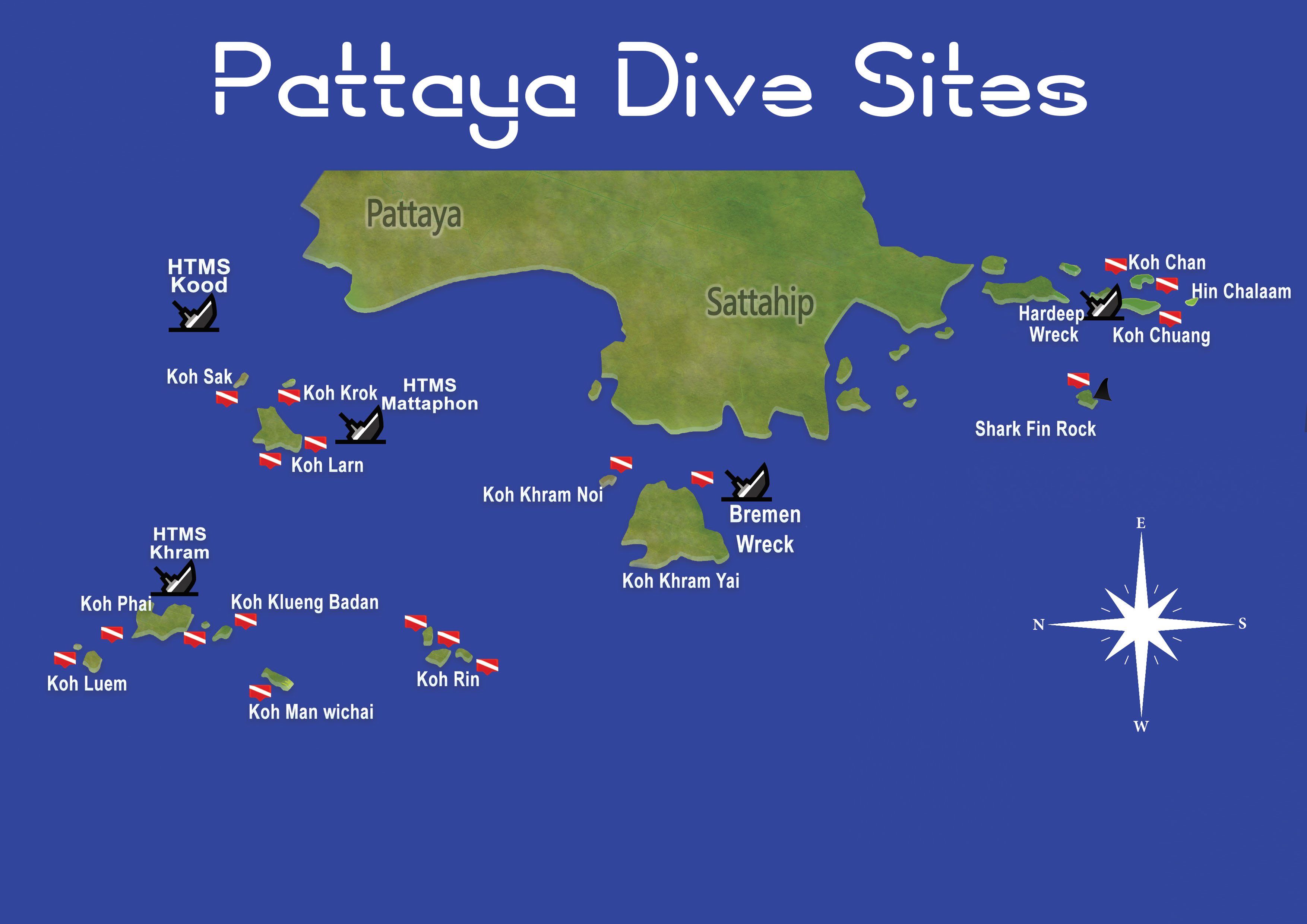 Pattaya Dive Sites Map Thailand Scuba Diving