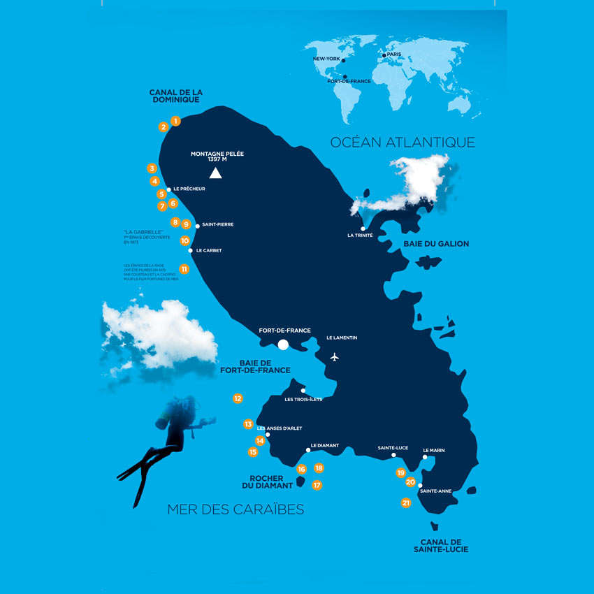 Martinique Dive Sites Map