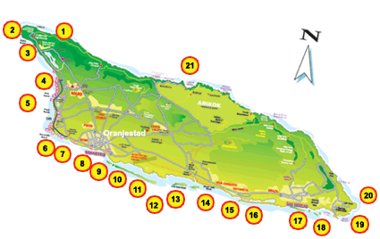 Aruba Dive Sites Map