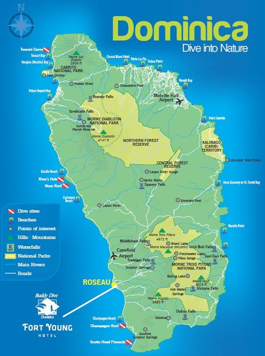 Dominica Dive Sites Map