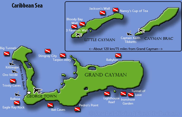 Cayman Islands Dive Sites Map