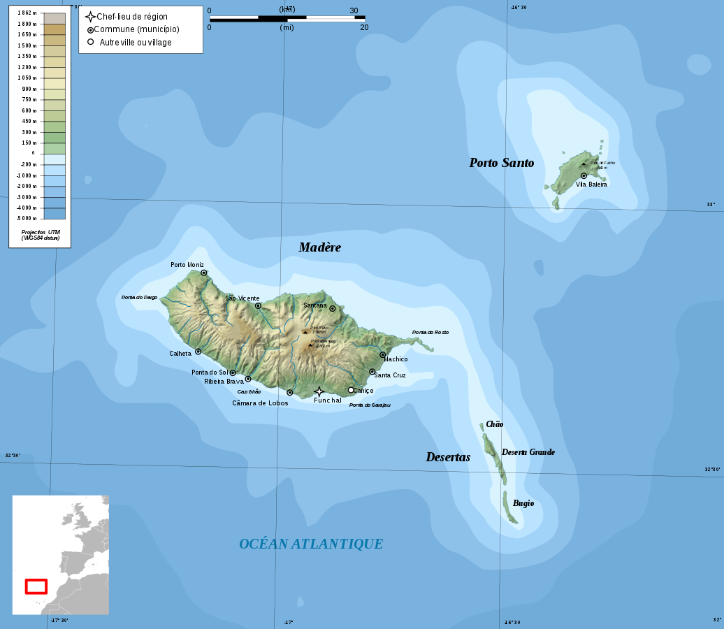 Madeira Dive Site Map