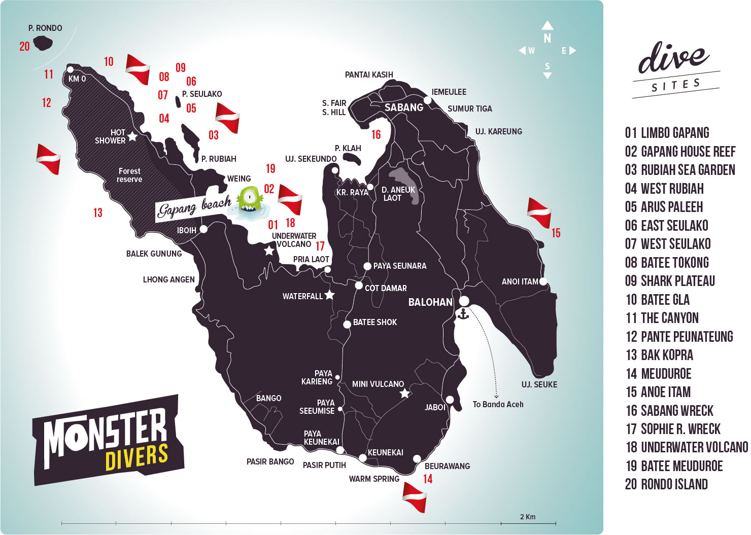 Pulau Weh Dive Site Map