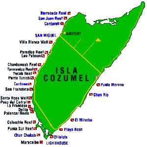 Cozumel Dive Sites Map