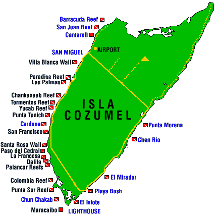 Cozumel Dive Sites Map