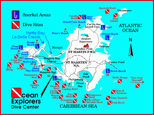 Saint Martin Dive Sites Map | Joe's Scuba Shack