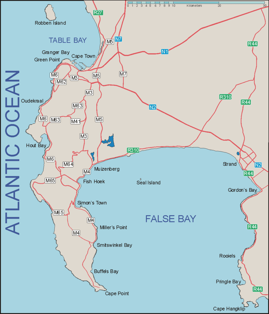 Cape Peninsula and False Bay Map