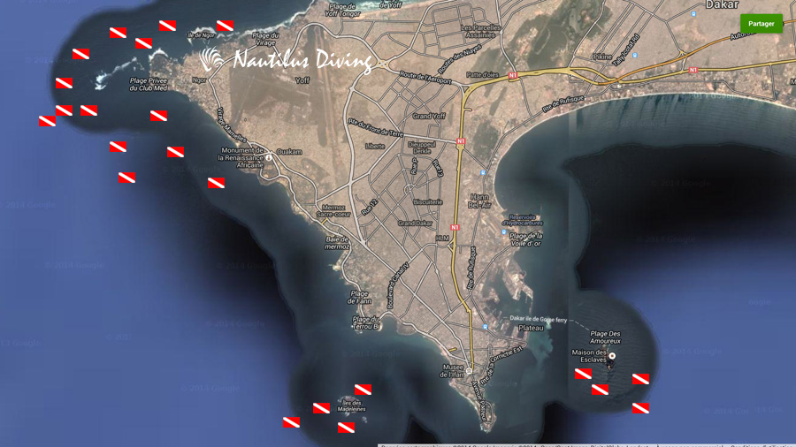 Dakar Dive Sites Map