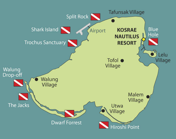 Kosrae Dive Sites Map