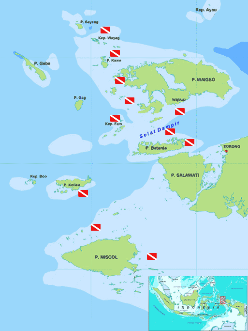 Raja Ampat Dive Site Map | Joe's Scuba Shack