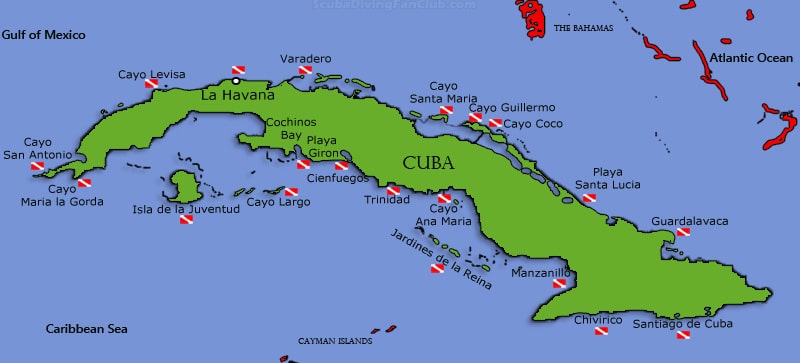 Cuba Dive Sites Map