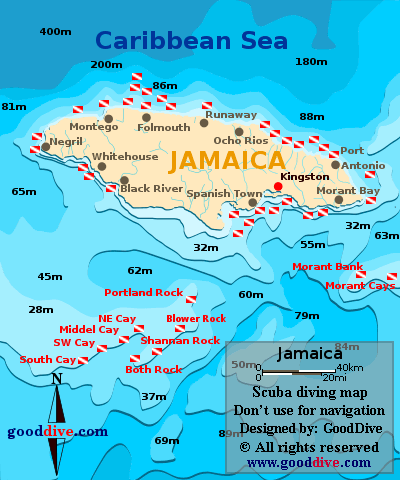 Jamaica Dive Site Map  Joe's Scuba Shack