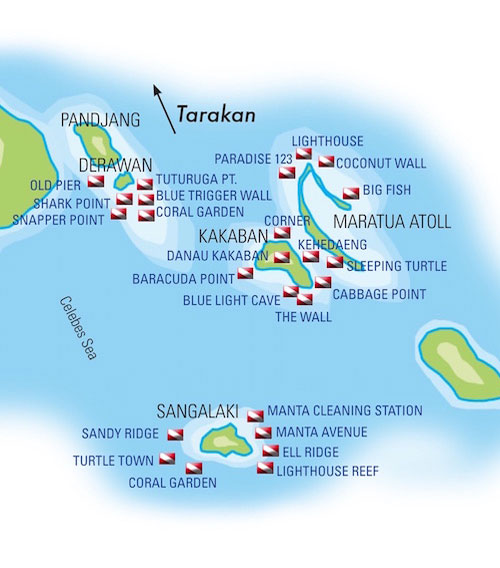 Derawan Islands Dive Sites Map