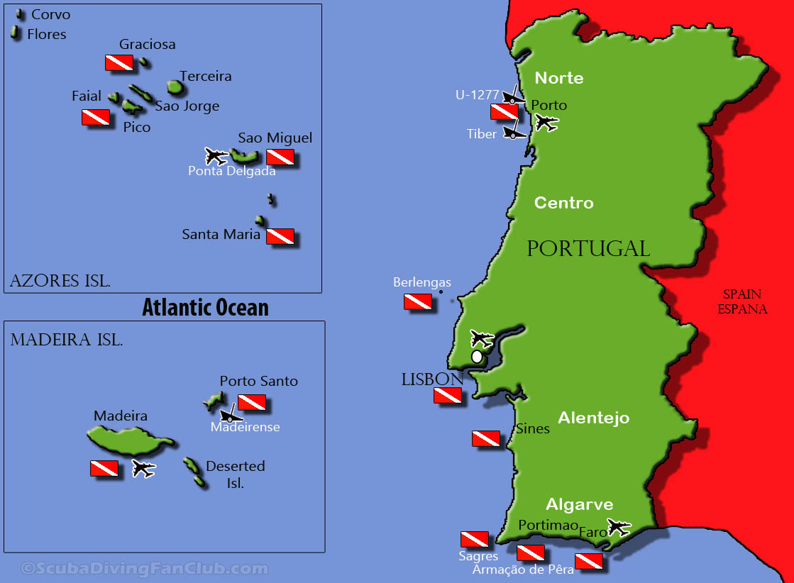 Portugal Dive Sites Map