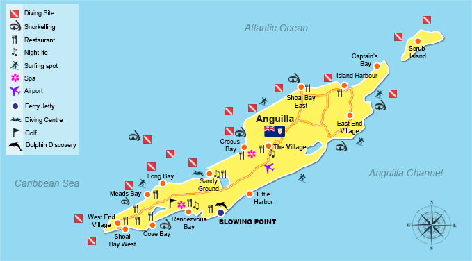 Anguilla Dive Sites Map