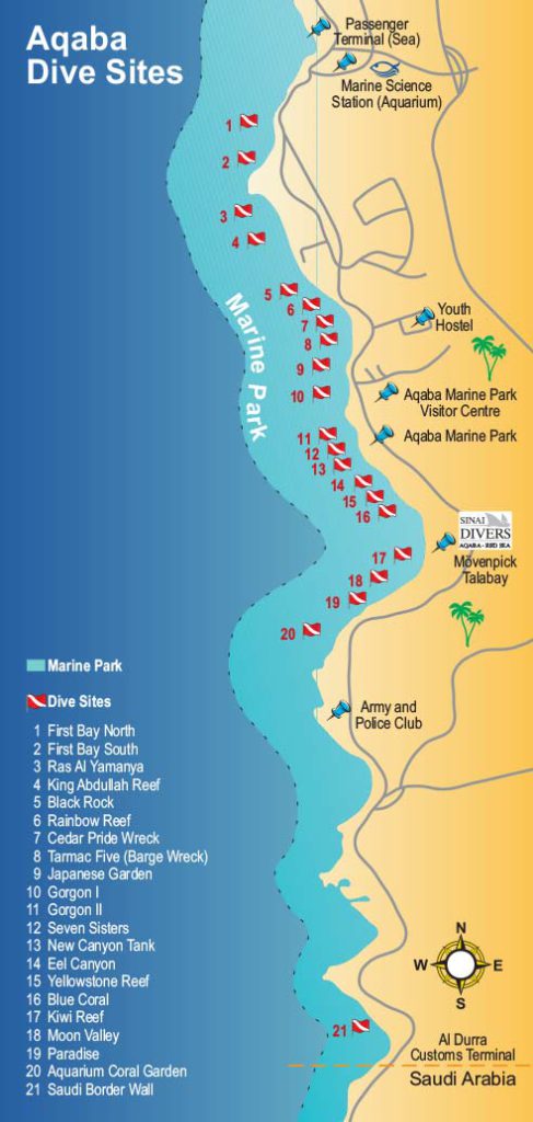 Aqaba Dive Sites Map