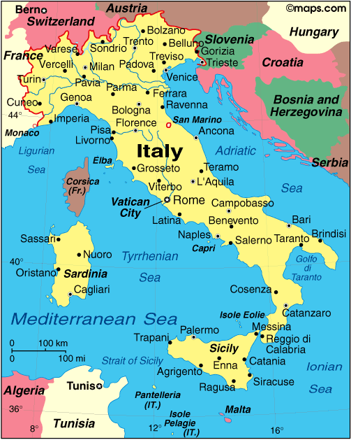 Sardinia Location Map