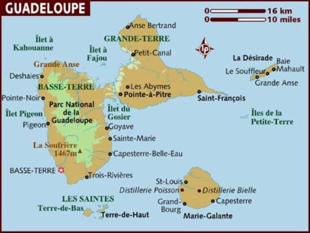 Guadeloupe Dive Sites Map