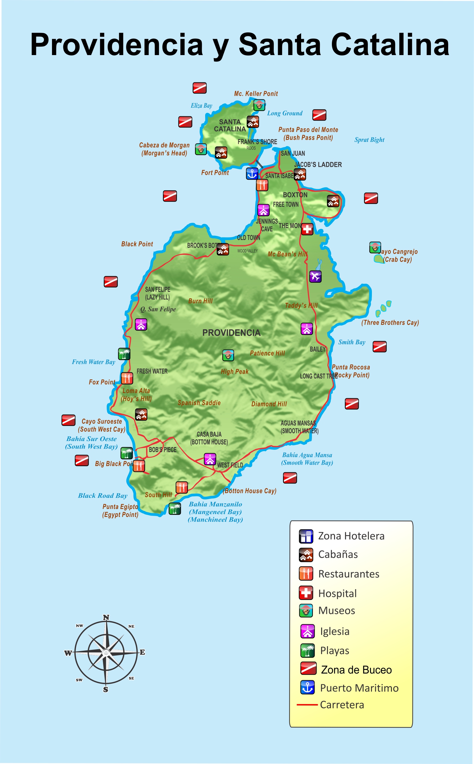Providencia Dive Sites Map