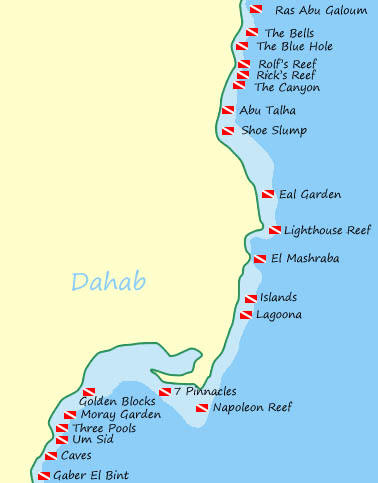 Dahab Dive Sites Map