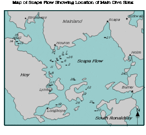 Scapa Flow Wreck Site Map