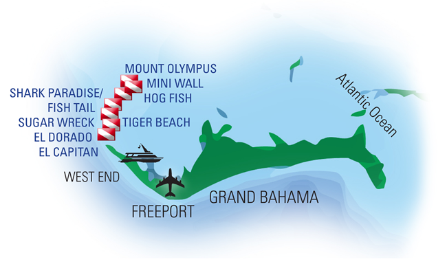 Tiger Beach Dive Sites Map