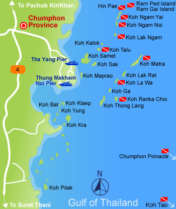 Chumphon Dive Sites Map