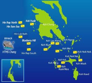 Koh Chang Dive Sites Map