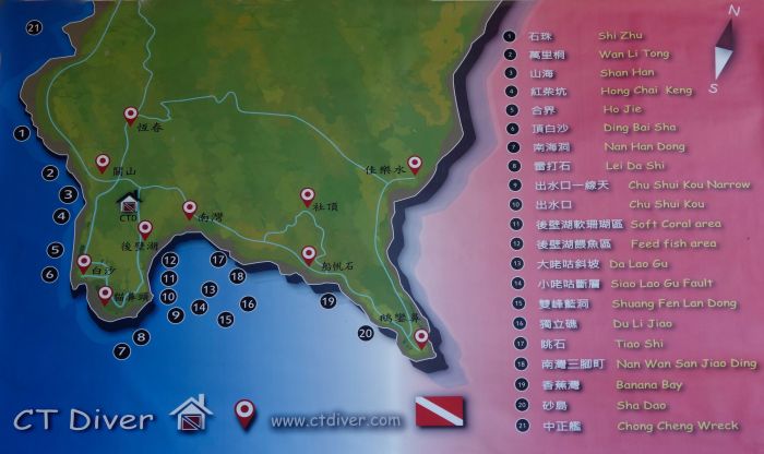 Kenting Dive Sites Map