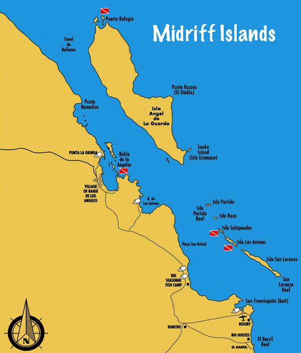 Sea of Cortez Midriff Islands Dive Site Map