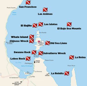 La Paz, Mexico Dive Sites Map