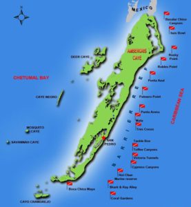 Ambergris Caye Dive Sites Map