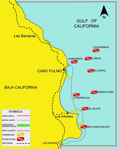 Cabo Pulmo Dive Sites Map
