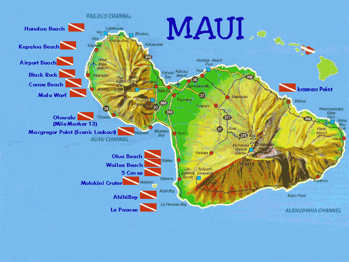 manta ray night dive hawaii dive site map