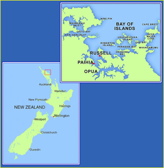 Bay of Islands, New Zealand Map