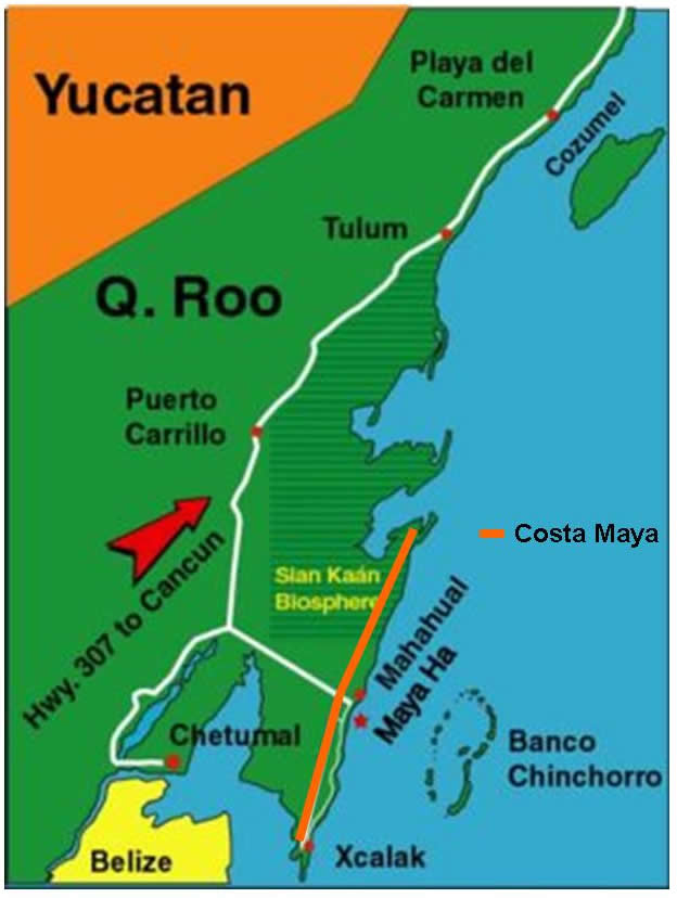 Costa Maya Map