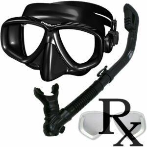 Promate Pro Prescription Purge Mask Dry Snorkel Scuba Diving Combo Set