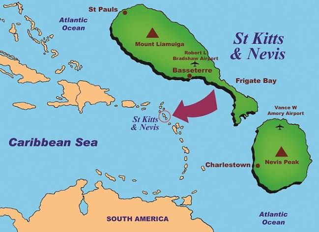 St Kitts and Nevis Map