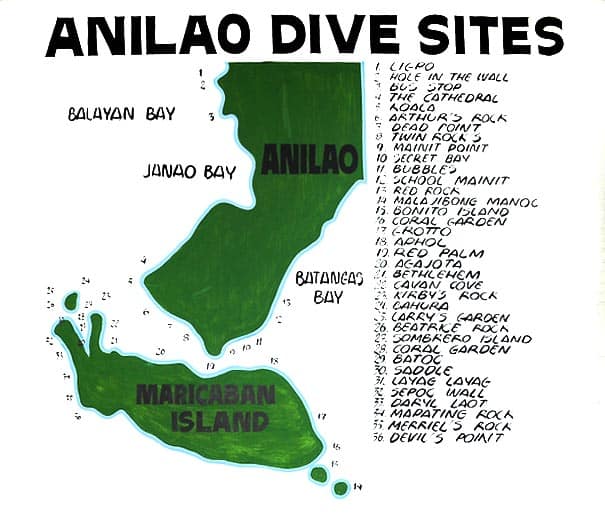 Anilao Dive Sites Map - Scuba Diving Anilao Batangas