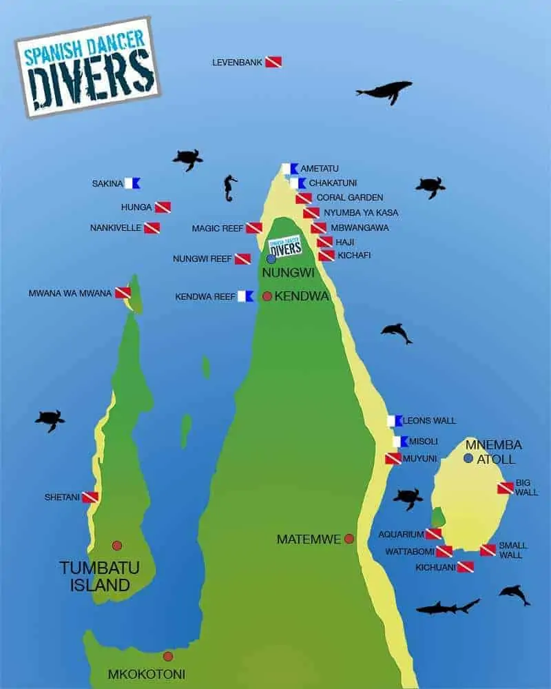 Spanish Dancer Divers Dive Map -Best Diving in Zanzibar Reviews