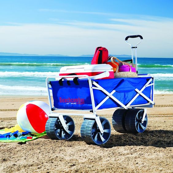 Mac Sports Heavy Duty Collapsible Folding All Terrain Utility Beach Wagon Cart - Best Beach Wagons or Carts